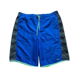 Nike Men's Blue Elastic Waist & Drawstring Swim Trunks | Size Large